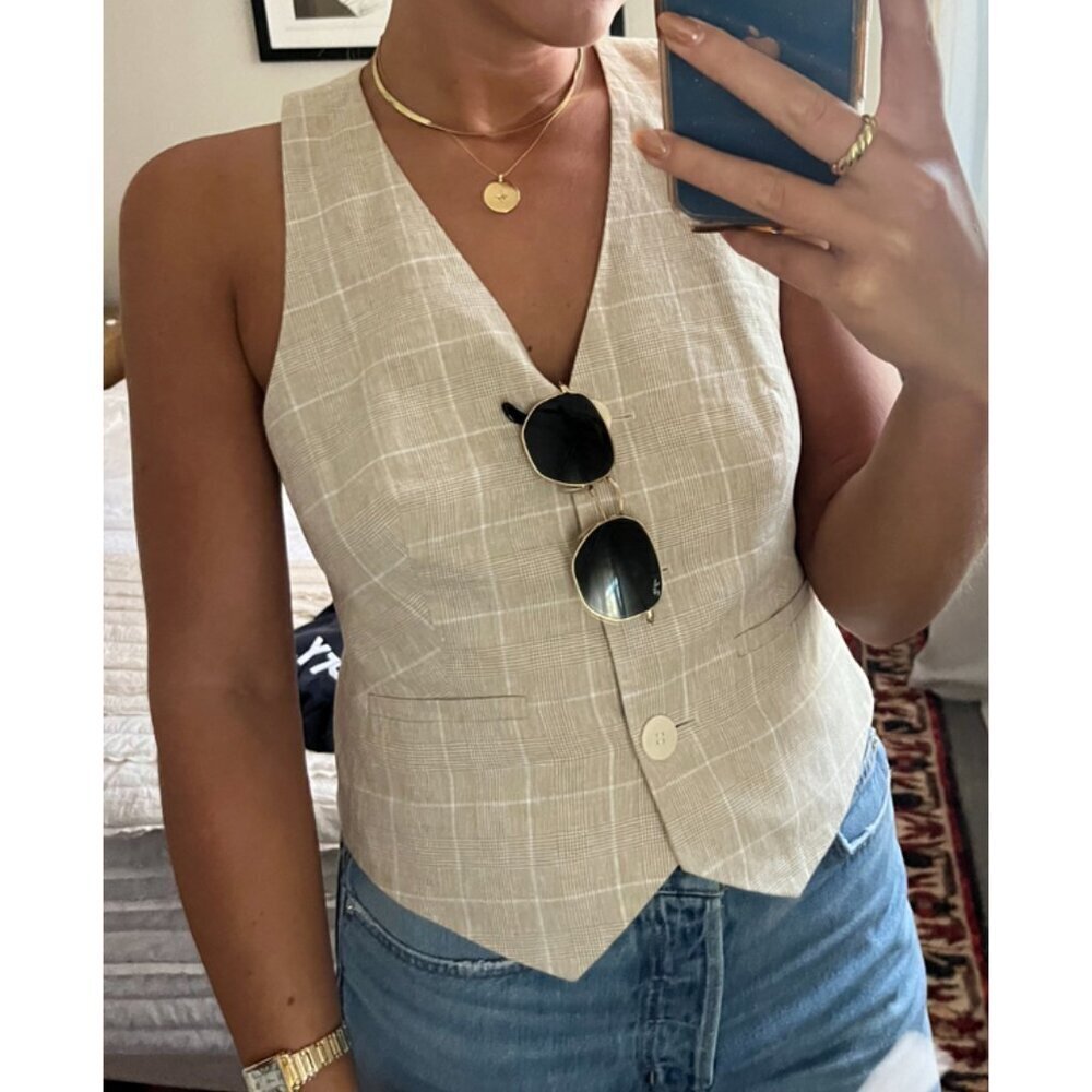 MADEWELL Linen Cutaway Vest in Neutral Size US 0